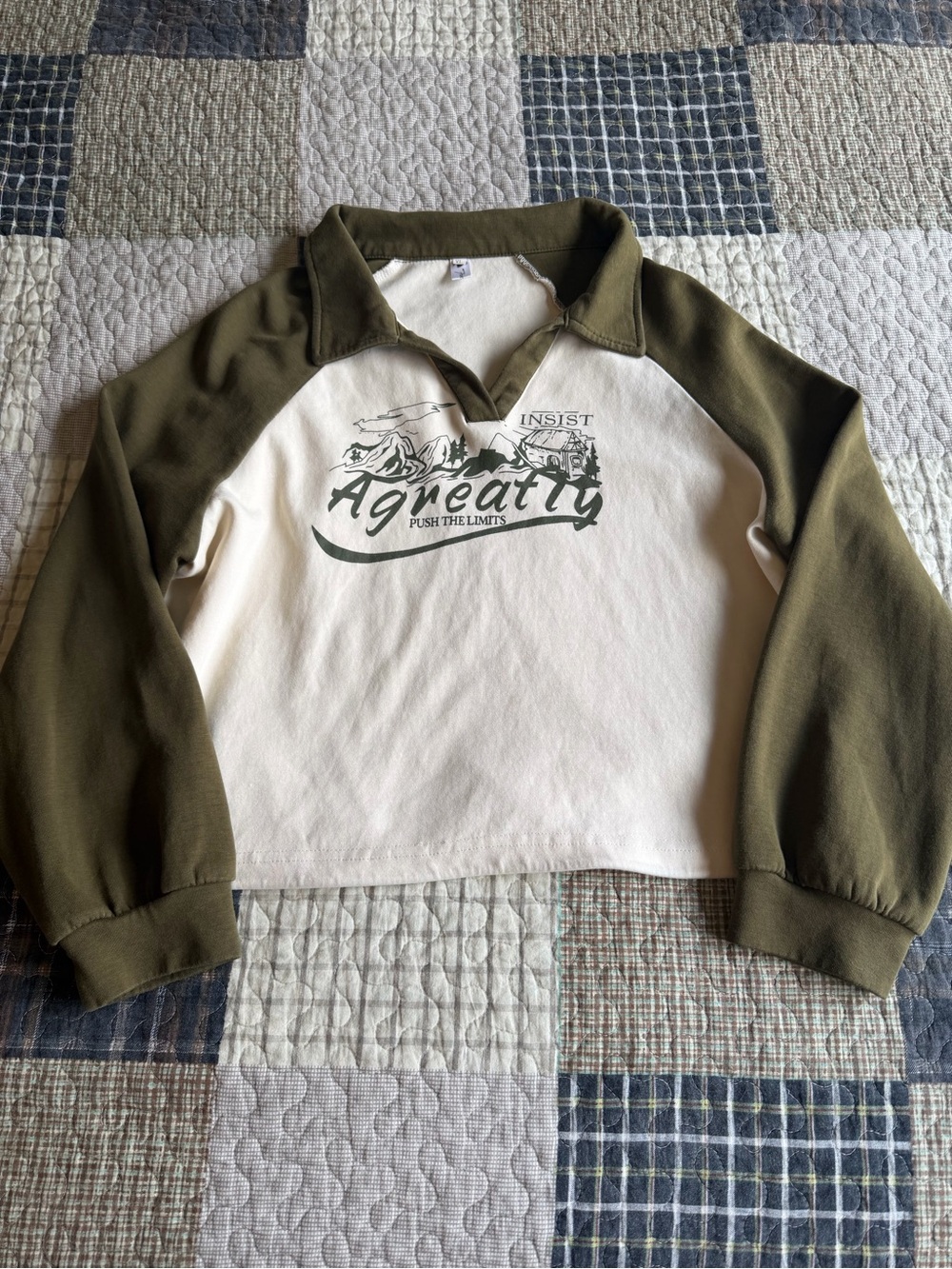 Freestyle Olive & Cream Raglan Pullover Sweatshirt